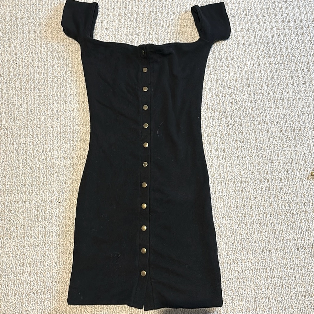 ARE YOU AM I Black Off-Shoulder Dress